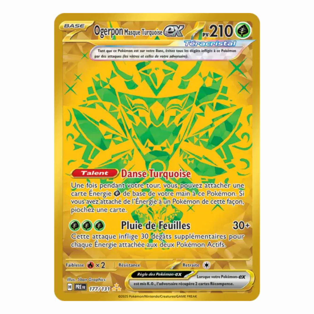 Ogerpon Masque Turquoise Téracristal EX Gold Évolutions Prismatiques 177/131