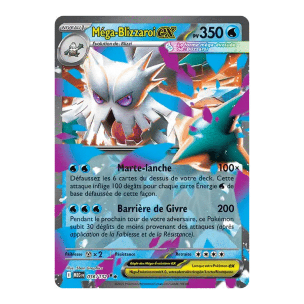 Carte Pokémon Méga-Blizzaroi-ex 036/132 Double rare Méga-Évolution (JCC Carte Pokémon Méga-Blizzaroi-ex 036/132 Double rare Méga-Évolution (JCC